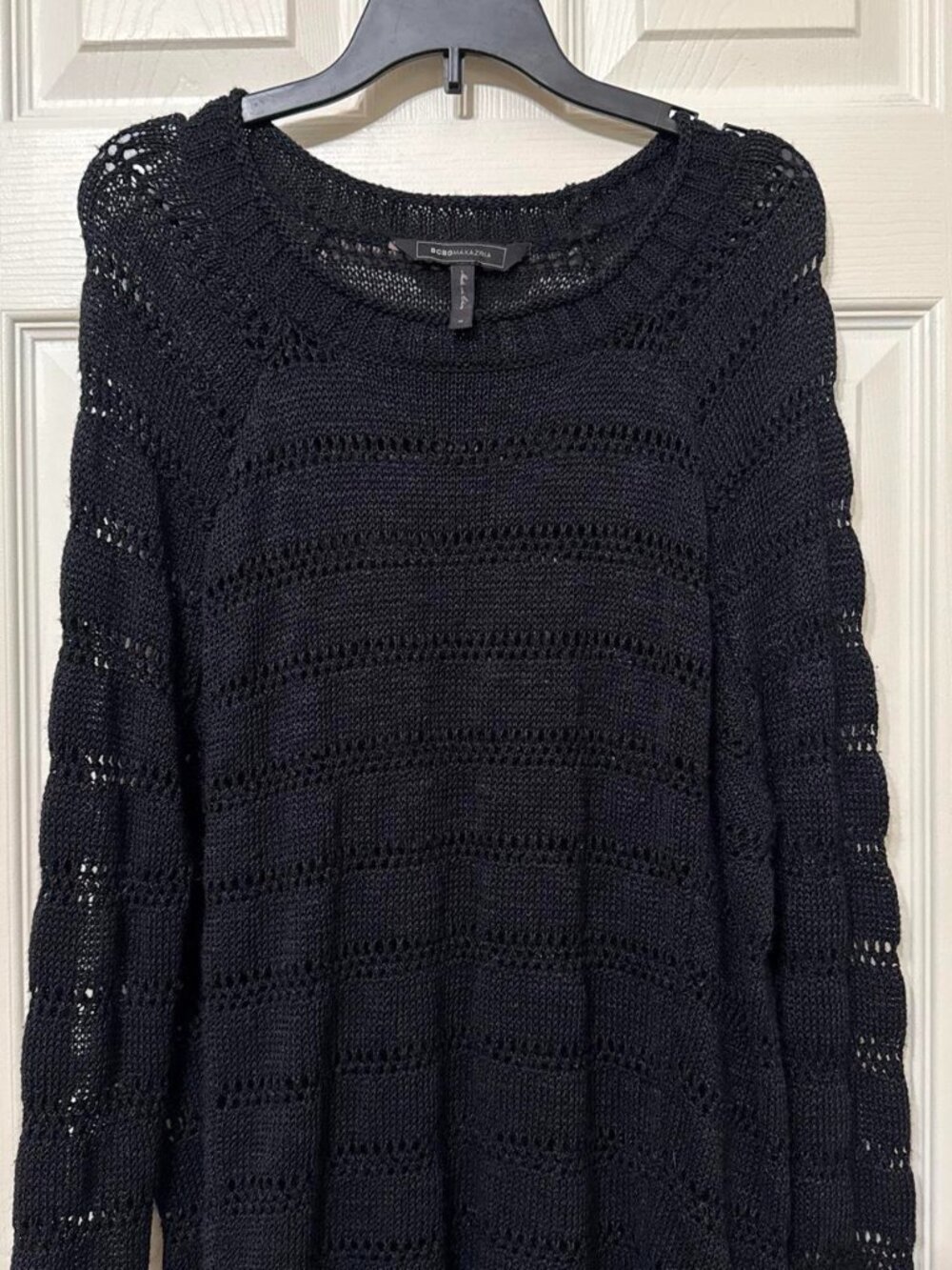 Black crochet style sweater blouse #crochet #boho